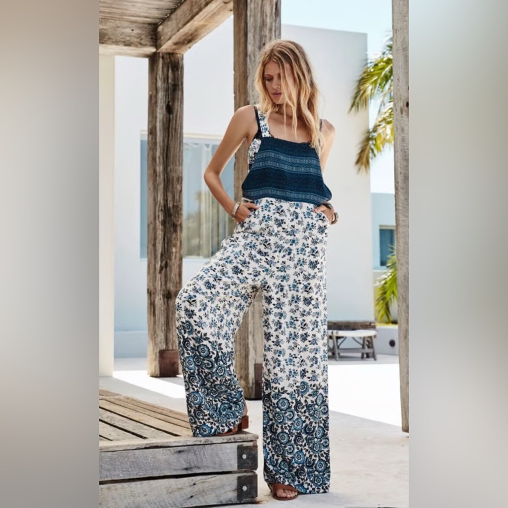 EUC RARE Spell & the Gypsy Elle Wide Leg Floral Jumpsuit